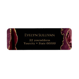 Burgundy och guld agate-adressetikett returadress etikett