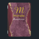 Burgundy och Guld Agate iPad Mini Skydd<br><div class="desc">Det här är en snyggt-burgare och guld agate-mönstrad iPad Smart Cover. Namn kan ändras till kostym enligt era egna krav.</div>