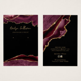 Burgundy och guld agate jewelry visning card visitkort
