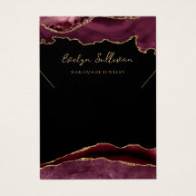 Burgundy och guld agate necklace visning card