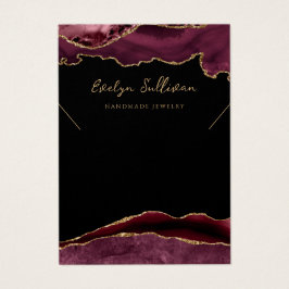 Burgundy och guld agate necklace visning card visitkort