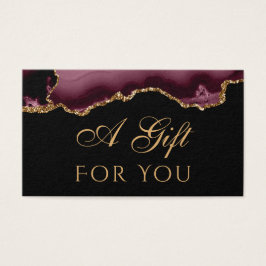 Burgundy och Guld Agate på Black Gift Card Visitkort
