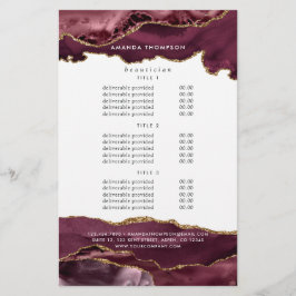 Burgundy och Guld Agate Precious Stone Pricing Flygblad