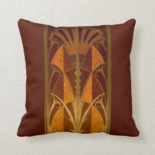Burgundy och guld Art Deco Kudde