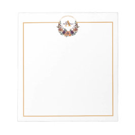 Burgundy och guld blommigt ram personlig anteckningsblock