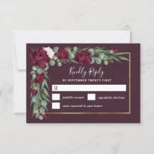 Burgundy och Guld Blommigt Watercolor Fall Wedding