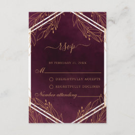 Burgundy och Guld Bröllop OSA Card Rådkort