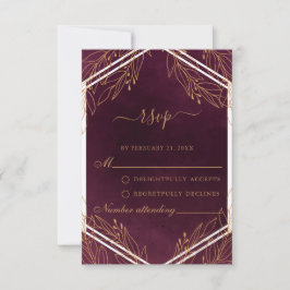 Burgundy och Guld Bröllop OSA Card Rådkort