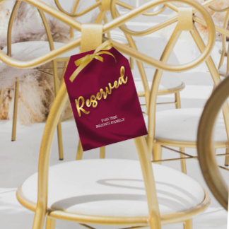 Burgundy och Guld Bröllop Reserverad Platstillhöra