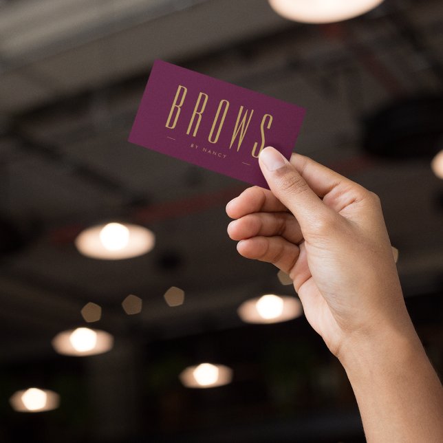 Burgundy och Guld Brows Microblading Simple Visitkort (Skapare uppladdad)