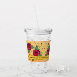 Burgundy och Guld Flowered Bröllop Guest Take Away Mugg