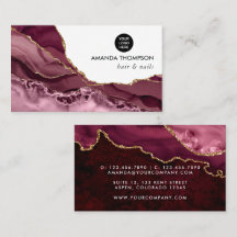 Burgundy och guld Geode Agat Stent Visitenkort