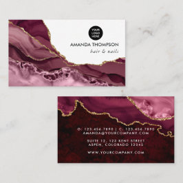 Burgundy och guld Geode Agat Stent Visitenkort Visitkort