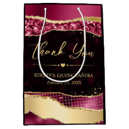 Burgundy och Guld Glam Tårar Bokeh Quinceanera