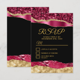 Burgundy och Guld Glam Tårar Sweet sixteen OSA Kort