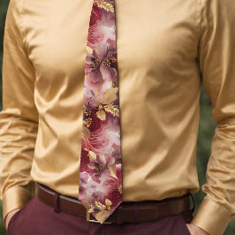 Burgundy och guld glitter blommig Agat halsduk Slips