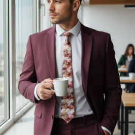 Burgundy och Guld Glitter blommigt Agate Neck Tie Slips