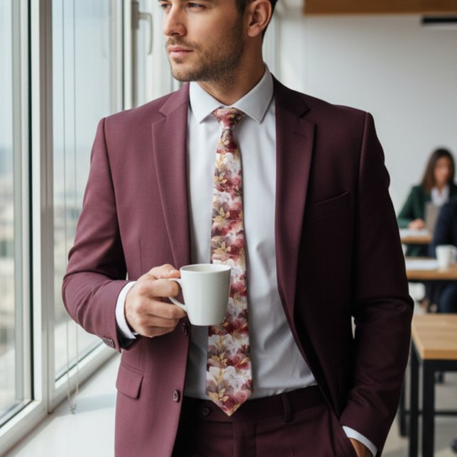 Burgundy och Guld Glitter blommigt Agate Neck Tie Slips (Skapare uppladdad)