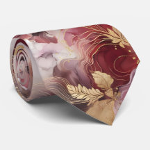 Burgundy och Guld Glitter blommigt Agate Neck Tie