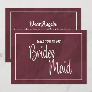 Burgundy och Guld Glitter Pocket Bridesmaid Inbjudningar