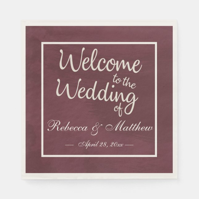 Burgundy och Guld Glitter Pocket Pappersservett (Framsidan)