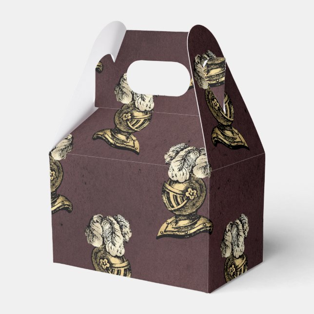 Burgundy och Guld Knight Mönster Presentaskar (Framsidan Sidan)