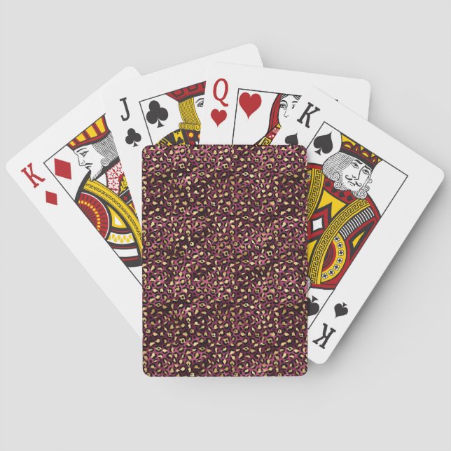 Burgundy och Guld Leopard Serie Design 1 Casinokort (Baksidan)