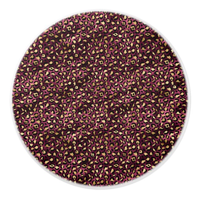 Burgundy och Guld Leopard Serie Design 1 Knopp (Framsidan)