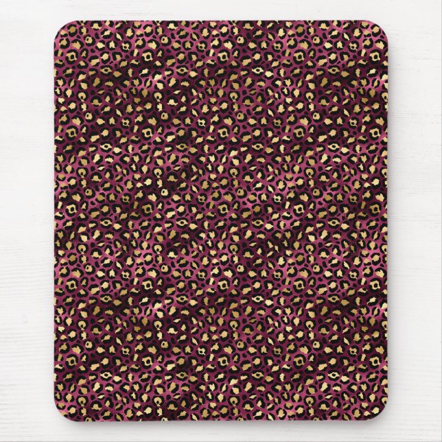 Burgundy och Guld Leopard Serie Design 1 Musmatta (Framsidan)
