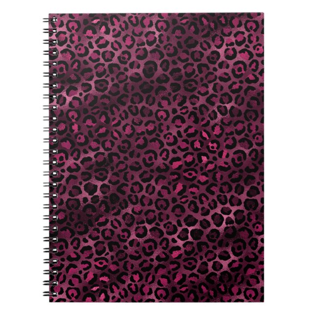 Burgundy och Guld Leopard Serie Design 9 Anteckningsbok (Framsidan)