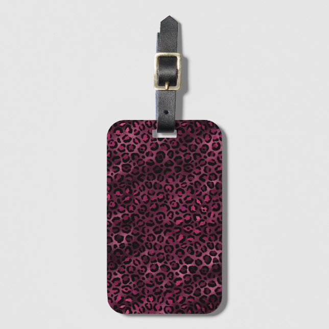 Burgundy och Guld Leopard Serie Design 9 Bagagebricka (Framsida vertikal)