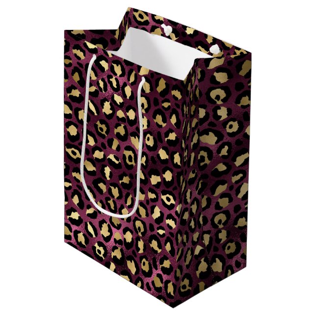 Burgundy och Guld Leopard Series Design 1 (Framsidan Vinklad)