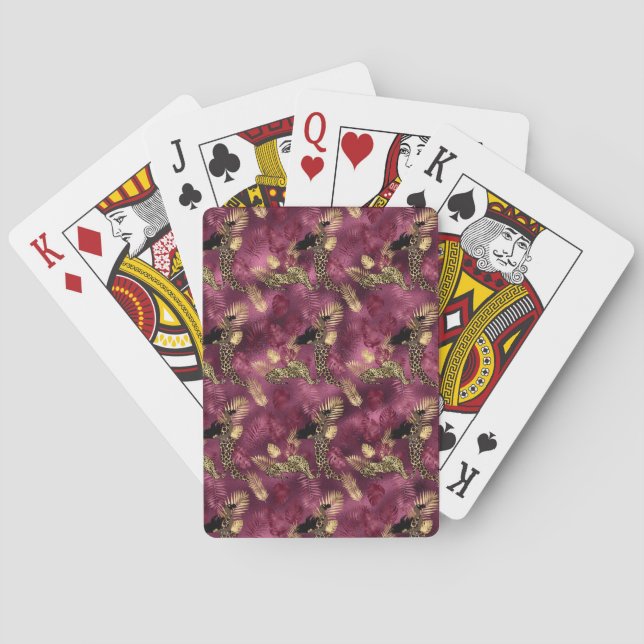Burgundy och Guld Leopard Series Design 10 Casinokort (Baksidan)