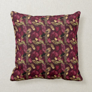 Burgundy och Guld Leopard Series Design 12 Kudde