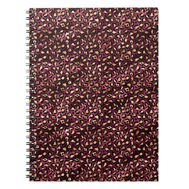 Burgundy och Guld Leopard Series Design 1 Anteckningsbok (Framsidan)