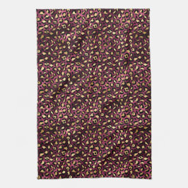 Burgundy och Guld Leopard Series Design 1 Kökshandduk