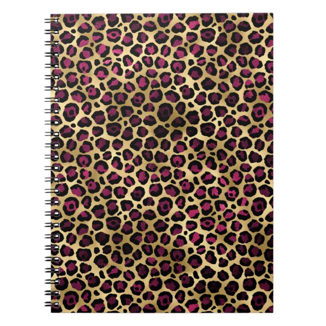 Burgundy och Guld Leopard Series Design 2 Anteckningsbok (Framsidan)