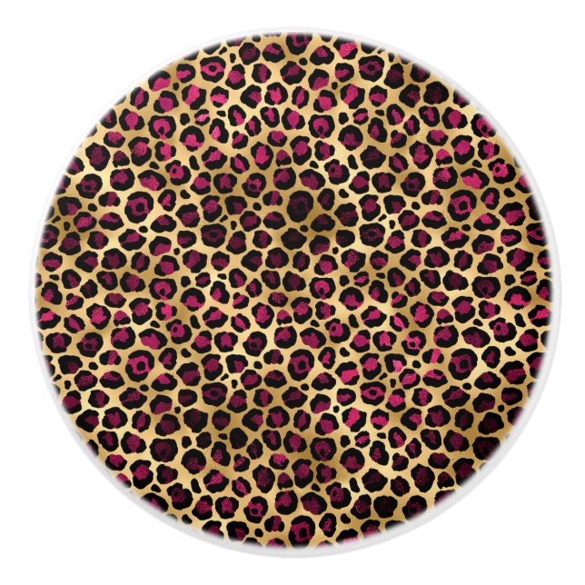 Burgundy och Guld Leopard Series Design 2 Knopp (Framsidan)