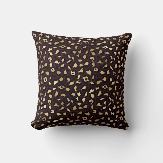 Burgundy och Guld Leopard Series Design 8 Kudde (Framsida)