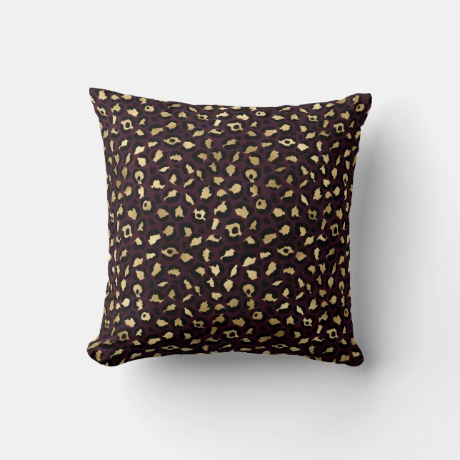 Burgundy och Guld Leopard Series Design 8 Kudde (Framsida)