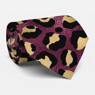 Burgundy och guld leopardtryck slips
