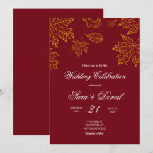 Burgundy och Guld Löv hösten Bröllop