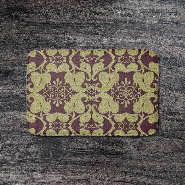 Burgundy och Guld Modern Elegant Bath Mat Badrumsmatta (Skapare uppladdad)