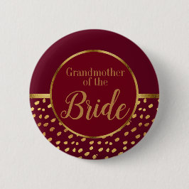 Burgundy och guld Mormor till Bruden Bröllop Knapp