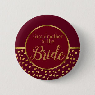 Burgundy och guld Mormor till Bruden Bröllop Knapp