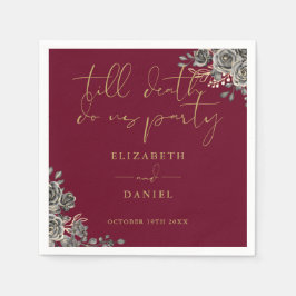 Burgundy och Guld Ro Blommigt  Gothic Bröllop Pappersservett