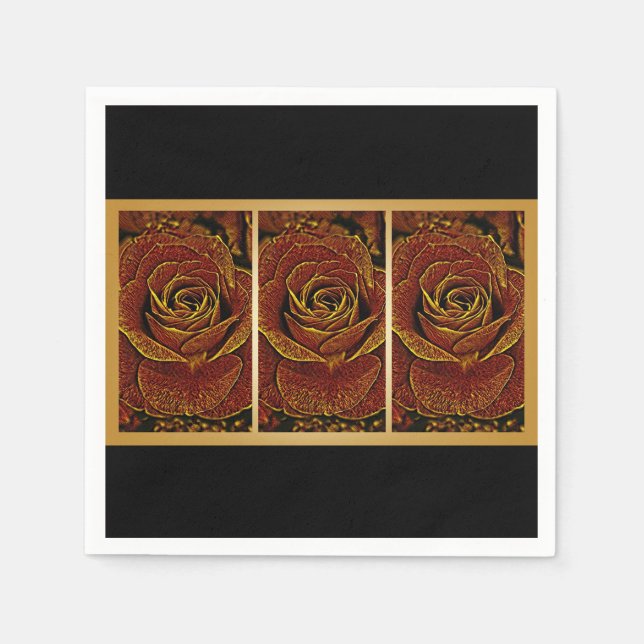 Burgundy och Guld Ro Pappersservett (Framsidan)