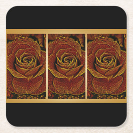 Burgundy och Guld Ro Underlägg Papper Kvadrat