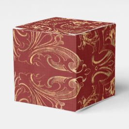 Burgundy och Guld Vintage Damask Presentaskar