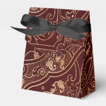 Burgundy och guld vintage damast